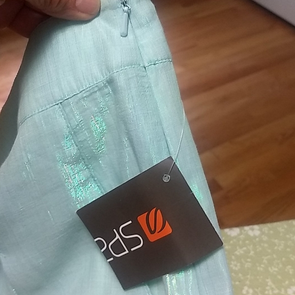 Spanner Aqua Metallic Cotton Pleated Skirt - Picture 10 of 11